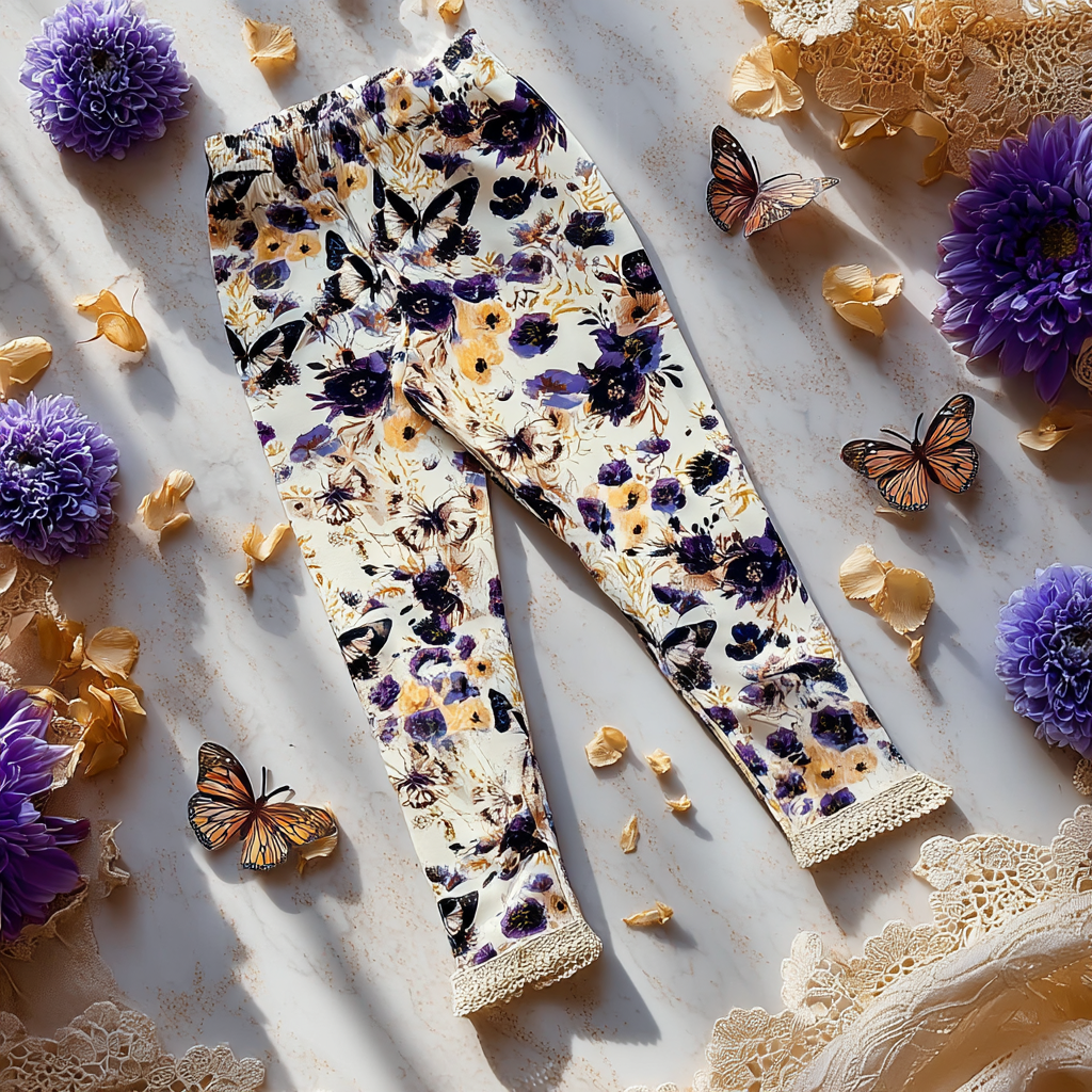 Fioletowe Motylki Legginsy