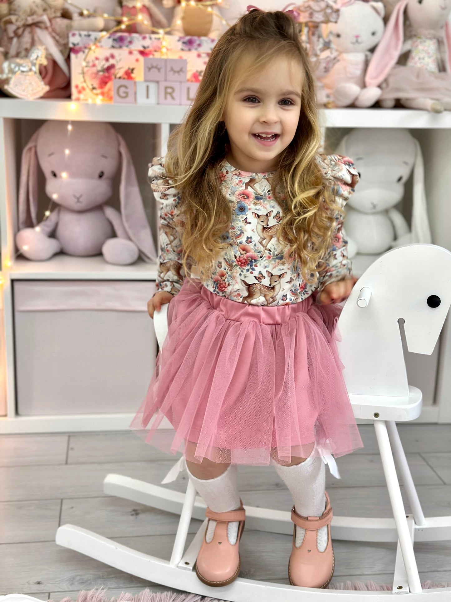 PUDROWA spódniczka tiul