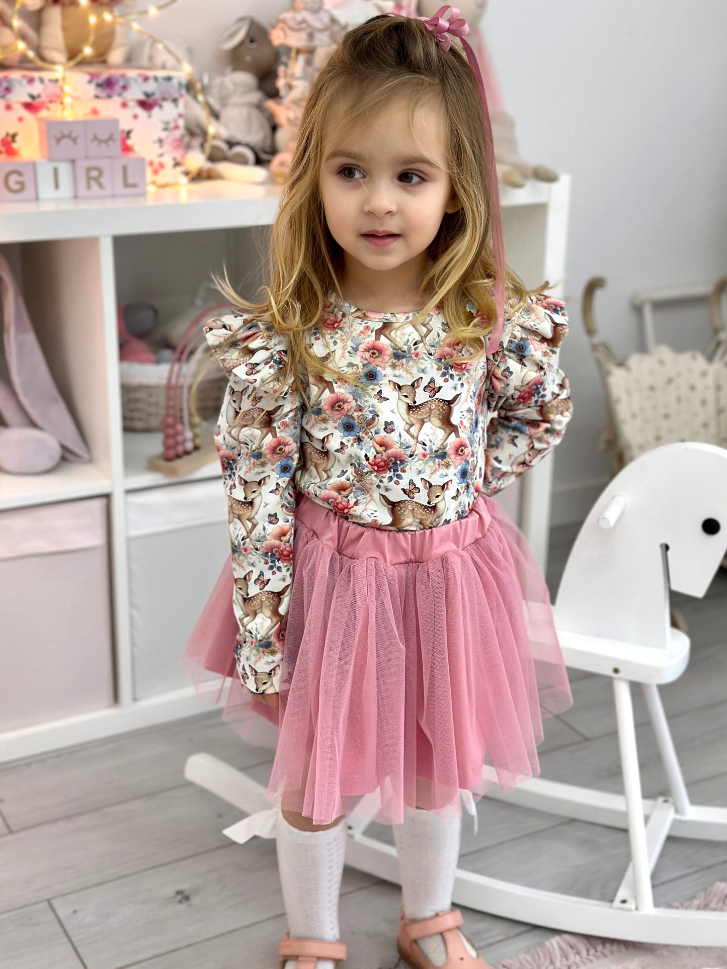 PUDROWA spódniczka tiul