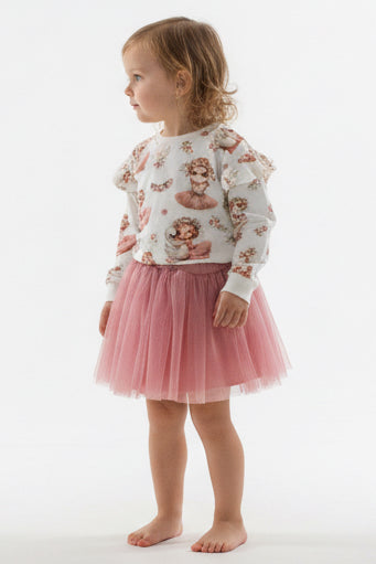 PUDROWA spódniczka tiul