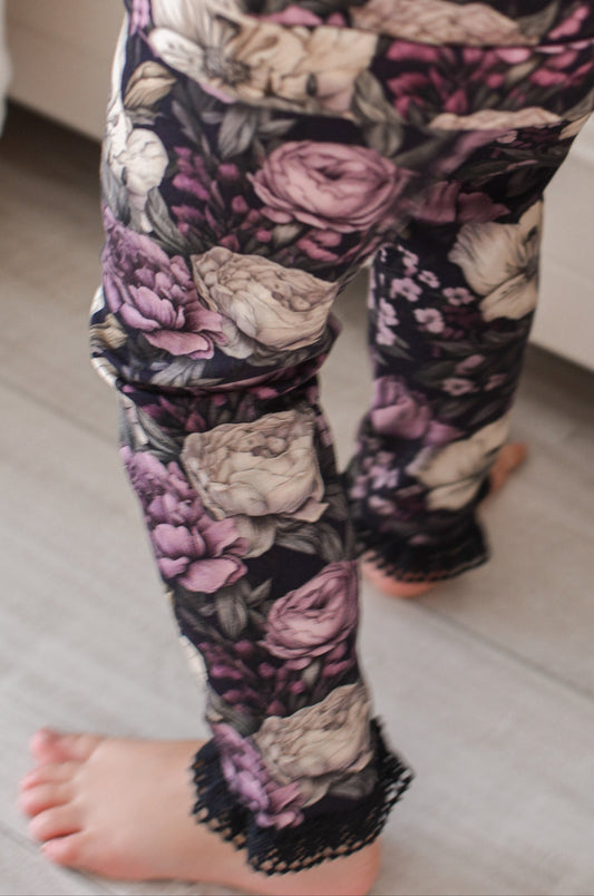 Fioletowa Peonia Legginsy